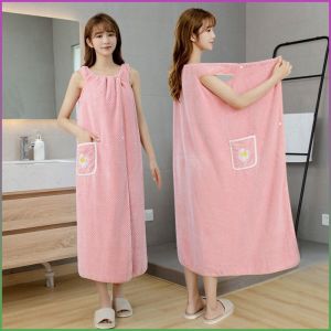 กระโปรงอาบน้ำ ปุ่ม ผู้ใหญ่ เสื้อคลุมอาบน้ำ อ่อนโยนต่อผิวและนุ่มนวล กระบวนการตะเข็บคู่ บาง นุ่มและสบาย