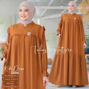 Tulus Signature Koila Dress LD 120 Gamis Maxi Wanita Jumbo Crinkle Airflow Import Premium Motif Polos Terbaru Lebaran 2023
