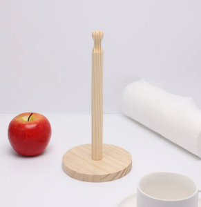 Paper Towel Holder Wooden Anti-Skid Tissue Vertical Stand Toilet Roll Stand Kitchen Roll Paper WD-L27-28