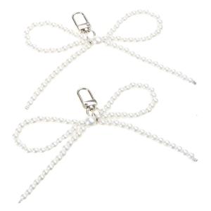 2pcs Phone Charm Pendant Bowknot Keychain for Bag Phone Strap Women Girl Cellphone Lanyard Keyring Camera Strap