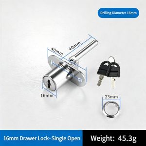 1PC 16mm Drawer Lock Anti-Theft Cabinet Door Lock Catch With 2 Keys Zinc Alloy Filing Cabinet Lock