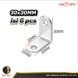 Siku Rak Ambalan L Stainless Plat Bracket Vincitory 2 25 3 4 5 cm 2761