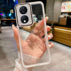 Honor X7b 4G 2023 Case For Honor X7B X 7b HonorX7b 4G 2023 Phone Casing Back Cover Soft TPU Silicone Flexible Plating Transparent Clear Shockproof Bumper Acrylic Camera Lens Protect