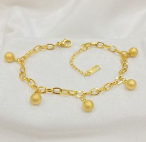Gelang Rantai Titanium Bola Bola Kecil Gold CXA39