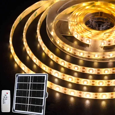 Arkady christmas lights solar power 3M Solar-Powered LED Strip Lights with 3 Lighting Modes Waterproof IP67 Outdoor Fairy Lights for Home Decor Holiday Tree Garden - Warm White