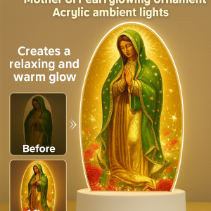 Our Lady Prayer Lamp Virgin Mary Night Light 3D LED Atmosphere Desk Lamp Acrylic Religious Decor for Home