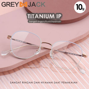 Grey Jack Frame Kacamata Bahan Titanium Model Oval Ringan Kokoh Fashion Wanita Bisnis Style Simple Ringan Bisa Minus Antiradiasi Bluecromic 98449