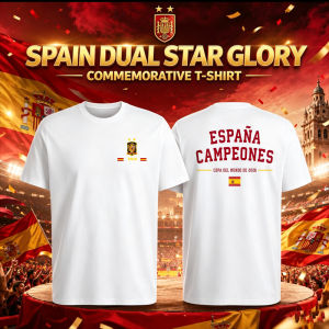 [Local Stock] HBESTY  España Campeones  Shirt Spain Football Winners Dual Star Glory  Tee Spanish Champions España Campeón Graphic T-Shirt
