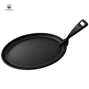 LovSpor❤ Cast Iron 10.6 X 6.89in Sizzler Pan Oval Shape Steak Plate Fajita Skillet Sizzle Griddle Fajita Server Plate for Home Restaurant