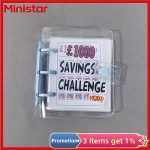 Ministar Savings Challenge Book Saving £1000 Money Binder Mini Portable Money Book Saving Loose-leaf Notebook Cash Budget Storage Book