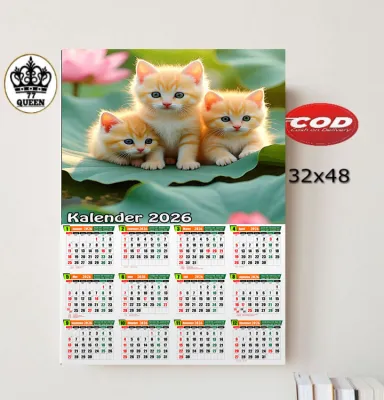 KALENDER TAHUN 2026/KALENDER 2026 GAMBAR KUCING/KALENDER DINDING TAHUN 2026/HIASAN DINDING/WALLDECOR