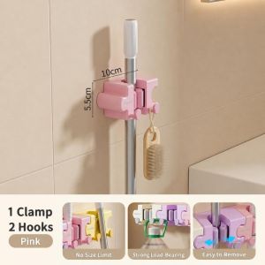 MUMU Ghép hình Giá đỡ cây lau nhà Gắn tường Bánh macaron Giá để đồ trong phòng tắm Sáng tạo với Hooks Kẹp lau nhà cho Nhà bếp và Phòng tắm