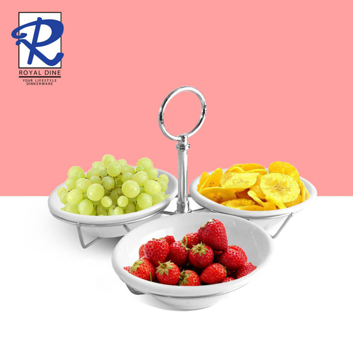 Royal Dine 3pc Serving Bowl Set with Rack Snacks Server 18-373 Lazada PH