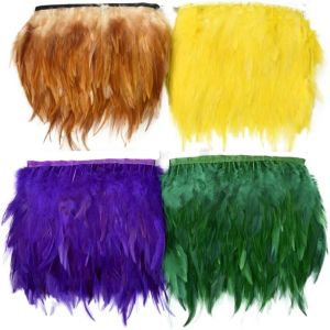OUREAL 1 Meter Tua rua ruy băng Lông đà điểu tự nhiên Rộng 10-15cm Trang trí may vá Dải viền đuôi gà trống  Kết cấu mềm mại Viền lông đà điểu Trang trí tiệc cưới