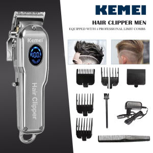 Kemei Rechargeable LCD Display Hair Clippers Electric Hair Trimmer for Men KM-2002 Professional Hair Clippers