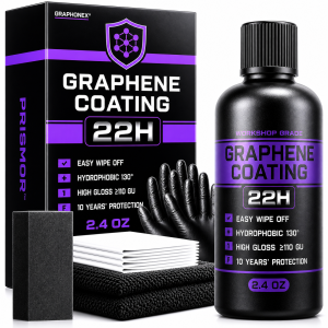 Prismor 22H Graphene Coating – Easy Wipe Off Hydrophobic & Glossy Protection.Achieve superior paint protection and high-gloss clarity with the 22H Graphene Coating Kit. Built with advanced graphene nano-technology this coating forms a durable