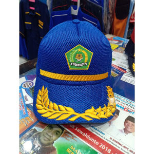 Bisa Bayar Di Tempat  Topi Jaring Dobel Mes Logo Kemenag Topi Kemenag Hitam Biru Merah