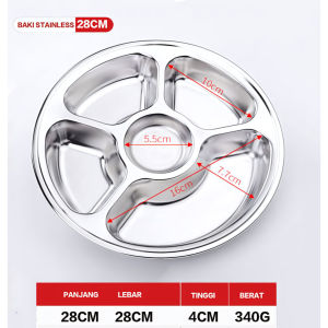 Piring Saji Food Tray Stainless Tebal Piring Nampan Stainless Sekat Meshtray Plato Stainless Makanan