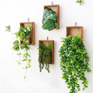 พืชกรอบประดิษฐ์พร้อมขาตั้งและตะขอแขวนพืช มารยาท โต๊ะพืชสําหรับโต๊ะและแขวนตกแต่งผนัง-ตกแต่งสําหรับบ้านห้องนั่งเล่นห