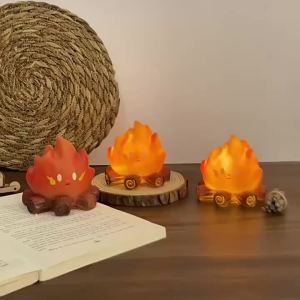 Cartoon Bonfire Night Light led Electronic candle lamp bedroom bedside lamp decorative ambiance light gift desktop ornament
