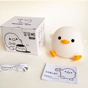 2025LED childrens creative duck night light cartoon animal silicone light touch sensing light USB charging bedroom bedside night light as childrens birthday gifts