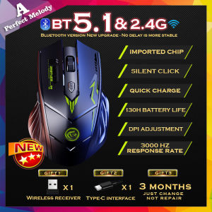 Gaming Bluetooth Silent Wireless Rechargeable Mouse 滑鼠无线 tetikus laptop gaming  RGB gaming Mice