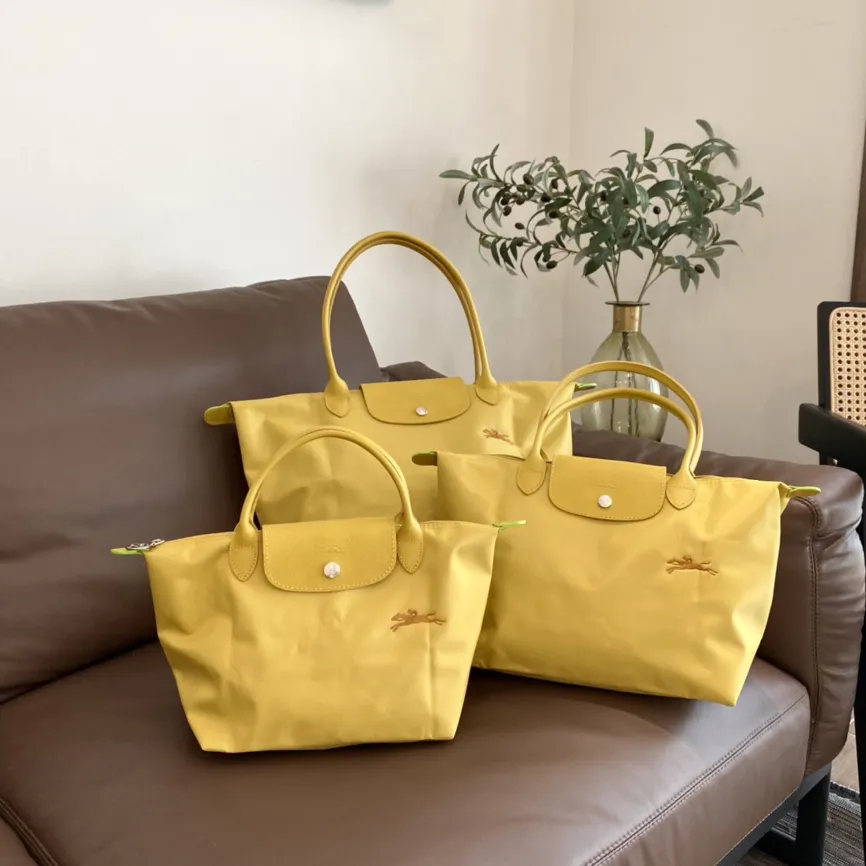 100% original and authentic longchamp official store Cognac Nylon Bag L1899  large L2605 L1621 medium corn yellow Tote Bags long champ bags