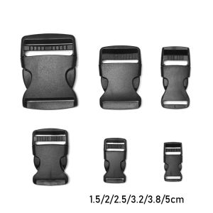 PETIYOUZA 2/5/10/20/30 pcs 6 kích cỡ Nhựa đen Túi dây đeo vải Khóa phát hành bên Bộ phận thắt lưng ba lô Khóa cong Khóa vòng tay Paracord