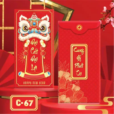 Combo 100 Bao Lì Xì Màu Đỏ Câu Chúc Xuân Cực Kì Xinh Xắn Vô Sẵn Xấp 10 Bao - Lí Xì Truyền Thống