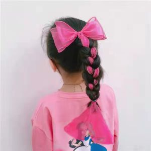 Hntob Korean INS Style Big Bow Knotted Hair Clip Chiffon Ribbon Bowknot Braided Hair Ponytail