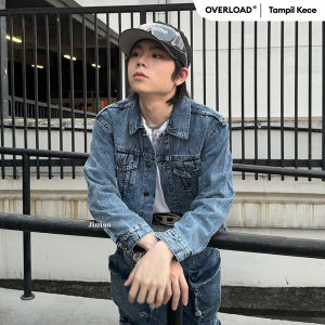 JINISO - Denim Pria Jaket Jeans Oversize Vintage Blue Acid