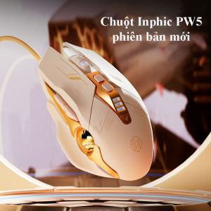 Chuột chơi game có dây Inphic PW5 màu hồng siêu cute hỗ trợ điều chỉnh DPI 4 tốc độ lên đến 4000 - Chính hãng