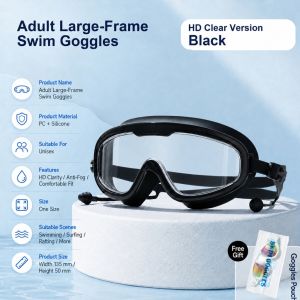 【SG】VIVA Adult Swim Goggles Anti Fog Wide Vision Large Frame Diving Goggles with Ear Plugs Waterproof Men Women