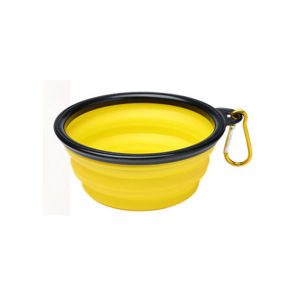 cat food bowl dogs accessories Pet Folding Black Frame Bowl with Keychain Portable Travel Foldable Pet Water Bowl