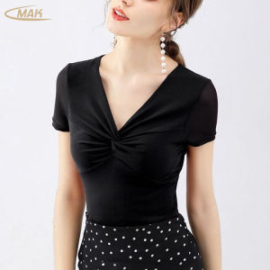 Áo Thun Nữ Xoắn Ngực Kiểu Dáng Ôm Chất Vải Thun Tăm Thoáng Mát Co Giãn Thoải Mái