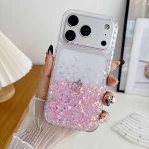 Slim Clear Glitter Luminous Case For iPhone 17 Pro Max 16 15 14 13 12 Shiny Bling Transparent Glow in Dark Phone Cover Funda