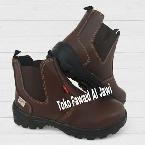 Sepatu Safety Slip On Murah Elastis King Kickress Kulit Omega Impor Ujung Baja kerja kitchen kantor