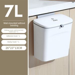 Kitchen Trash Can Hanging Special Cabinet Door Wall Hanging Household Bathroom With Lid Kitchen Waste Storage Bin Paper Basket