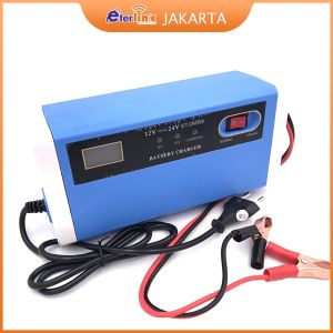 [BISA COD] Charger Aki Portable 12V 10A Mobil Motor Intelligent Chip Indikator LCD Biru