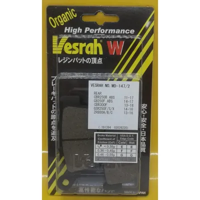 Vesrah Brake Pad MD-147/2 For Z800/ CBR500R/ CBR650F/ XJ6N / X ADV750(REAR)