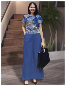 Fatai Stay Fashionable with Southeast Asian New Arrival Womens Shirt and Printed Pants Duo in s