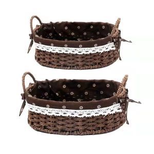 LYMEDIA Imitation Rattan Rattan Storage Baskets Vegetable Fruit Home Decoration Desktop Sundries Organizer Gifts Multi-Purpose Hand-woven Baskets