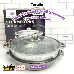 Panci Steamer TB ESSENTIALS  Susun 2 Stainless Steel  28CM PSI-28 | Panci Kukus Susun 2