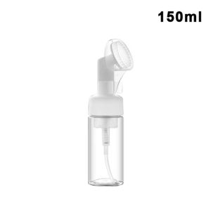 NOBLELUX Silicone Brush Soap Foaming Bottle Portable PET Foam Dispenser Bottle Press Type Facial Cleanser Bottle Facial Cleaning