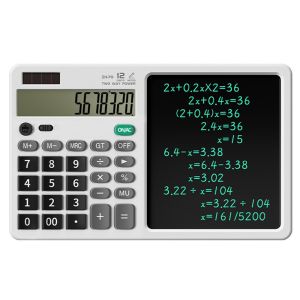 LENMAX. Large Screen Display Scientific Calculator Portable 2in1 Function Calculators with Tablet Easy To Use Erasable LCD Writing Board with Stylus Finance Accounting Tool