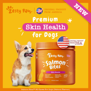 Zesty Paws Skin & Coat Bites + Salmon Oil for Dogs Skin Health - Salmon Flavor (90 Soft Chews) (EXP:07 2026)