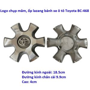 Logo chụp mâm ốp lazang 6 cánh bánh xe ô tô Toyota BC-468 - Đường kính 18.5cm đường kính chân cài 9.9cm
