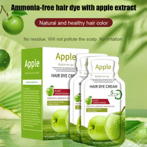 Apple Hair Dye Gray Coverage Colorant Natural Hair Dye Cream Ammonia-Free Formula Salon Professional Gray Coverage Non-Staining Scalp Safe 30-Minute Application