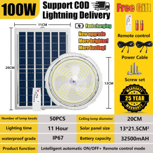 【Free Shipping】3 colors solar ceiling light lamp 188800mAh solar lights solar lights outdoor waterproof remote control solar light applied to bedroom 30 Year Warranty kitchen bathroom corridor staircase living room super brigh