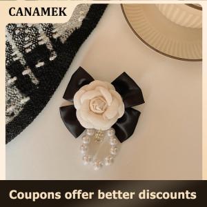 【 CANAMEK 】 Vintage Brooch Accessory With Pearl And Rhinestone Mink Fur Badge Pin Buckle Autumn And Winter Clothing Corsage